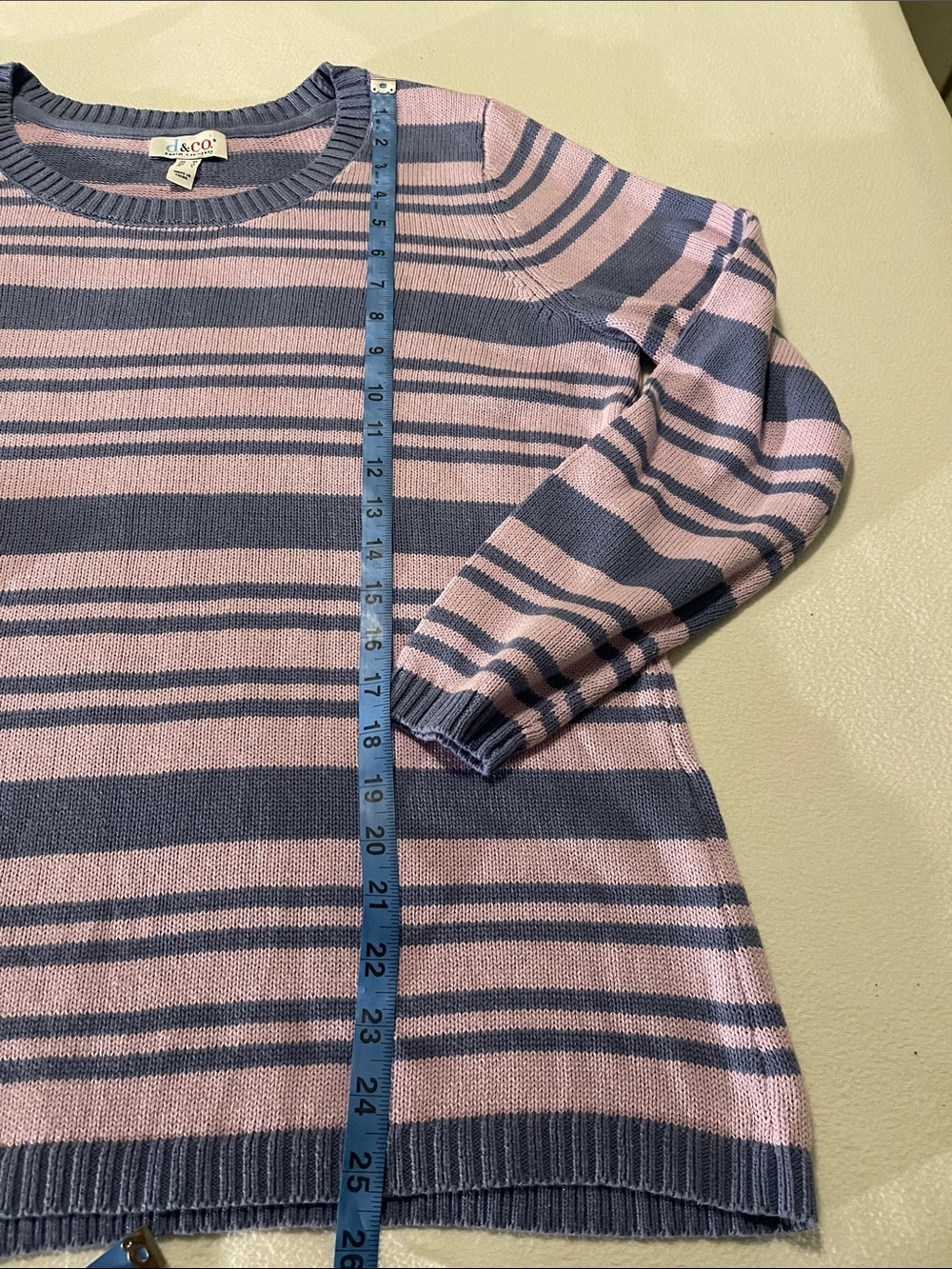 Striped Crewneck Sweater in Lavender and Navy by J.Crew - Picture 4 of 5